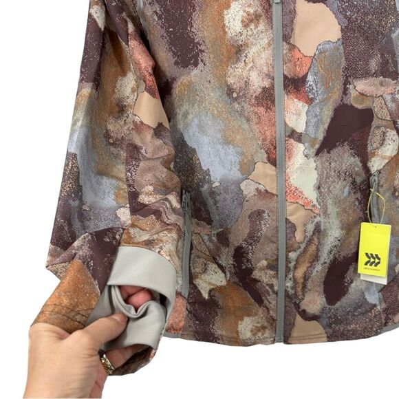 All In Motion Men’s Windbreaker Jacket Brown Stone Packable Hooded Sz Sm - Picture 6 of 15